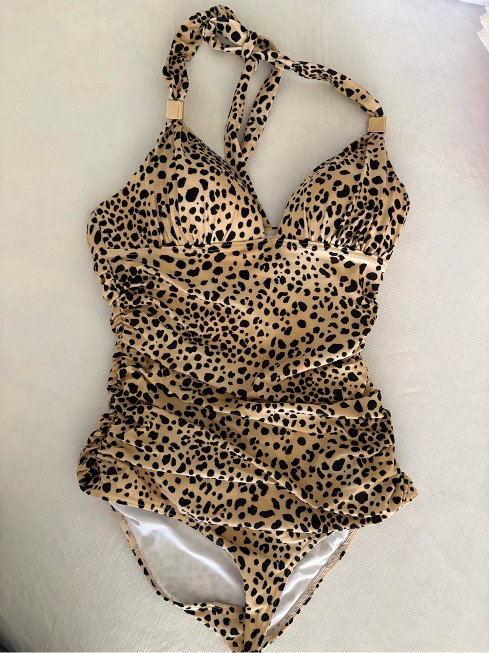 Victoria's Secret Leopard Print One Piece Swimsuit Halter Ruched